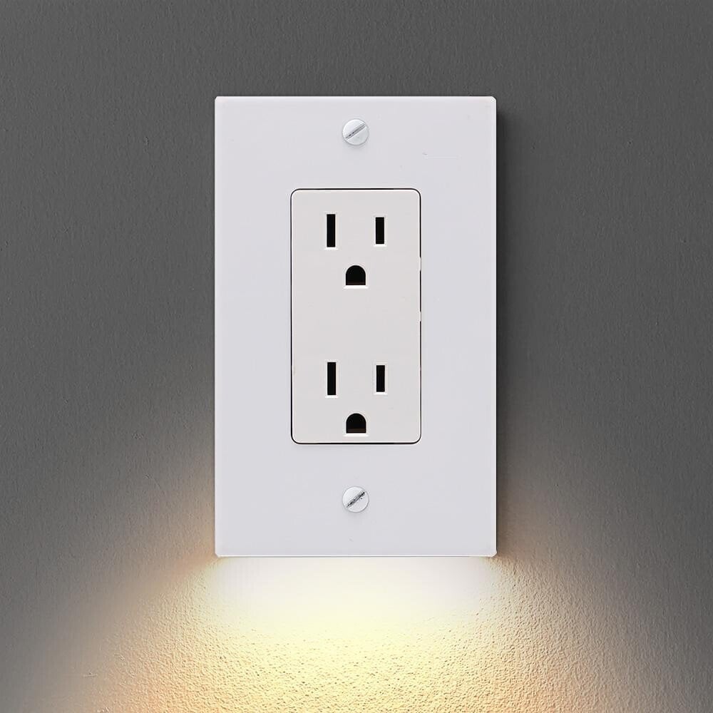 Outlet Wall Plate With Night Lights-No Batteries or Wires
