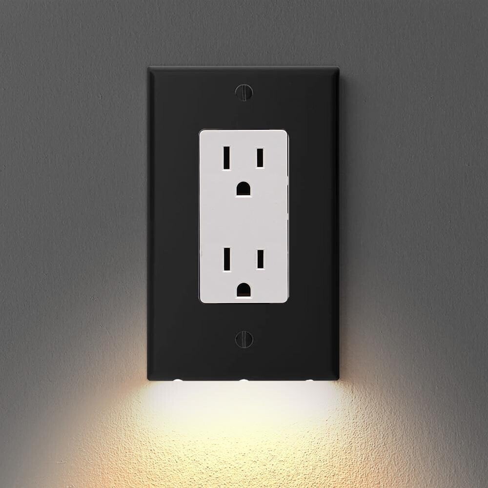 Outlet Wall Plate With Night Lights-No Batteries or Wires
