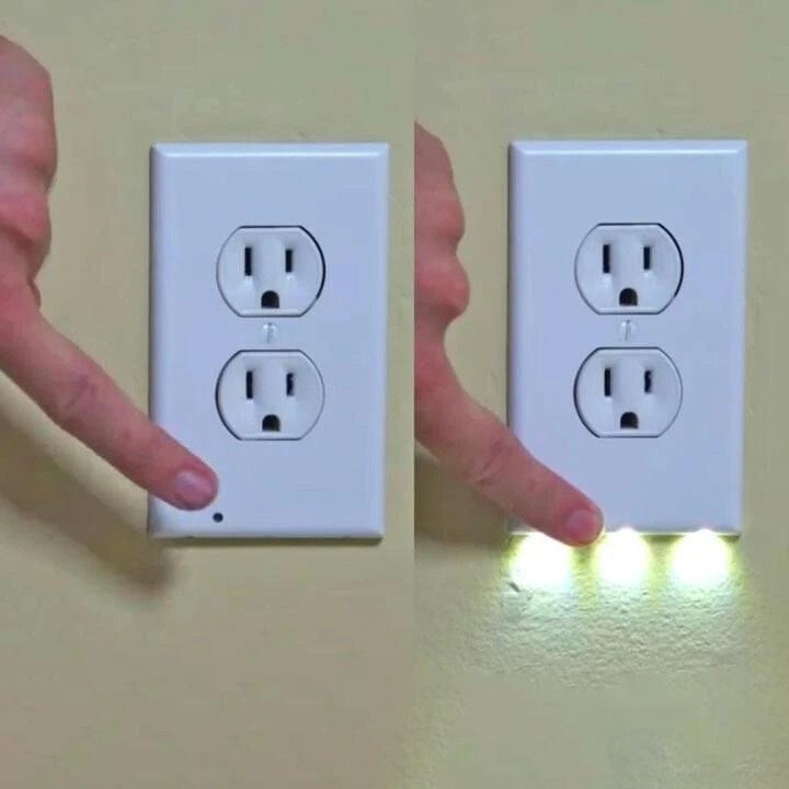 Outlet Wall Plate With Night Lights-No Batteries or Wires
